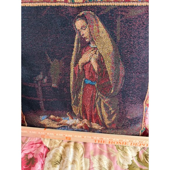 VTG Mohawk tapestry Nativity Religious Throw Pillow Needlepoint Grannycore USA - Picture 7 of 8